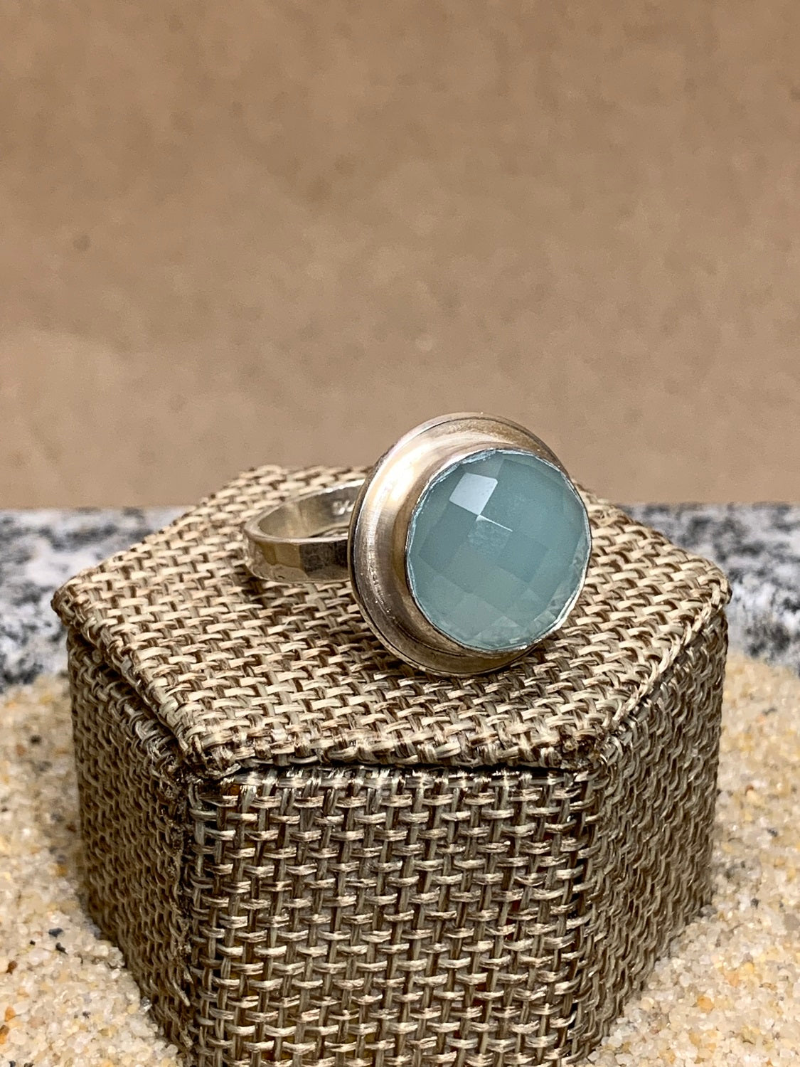 Chalcedony and Sterling Silver Ring Size 8