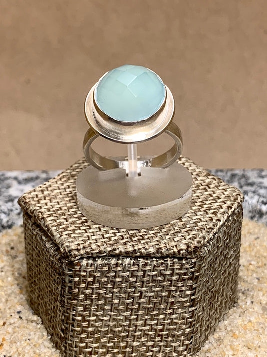 Chalcedony and Sterling Silver Ring Size 8