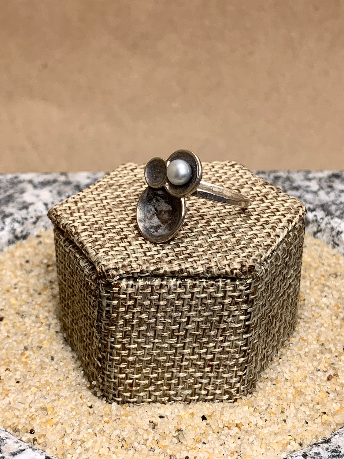 Sterling Silver Cups w/ Pearl Ring SZ 6