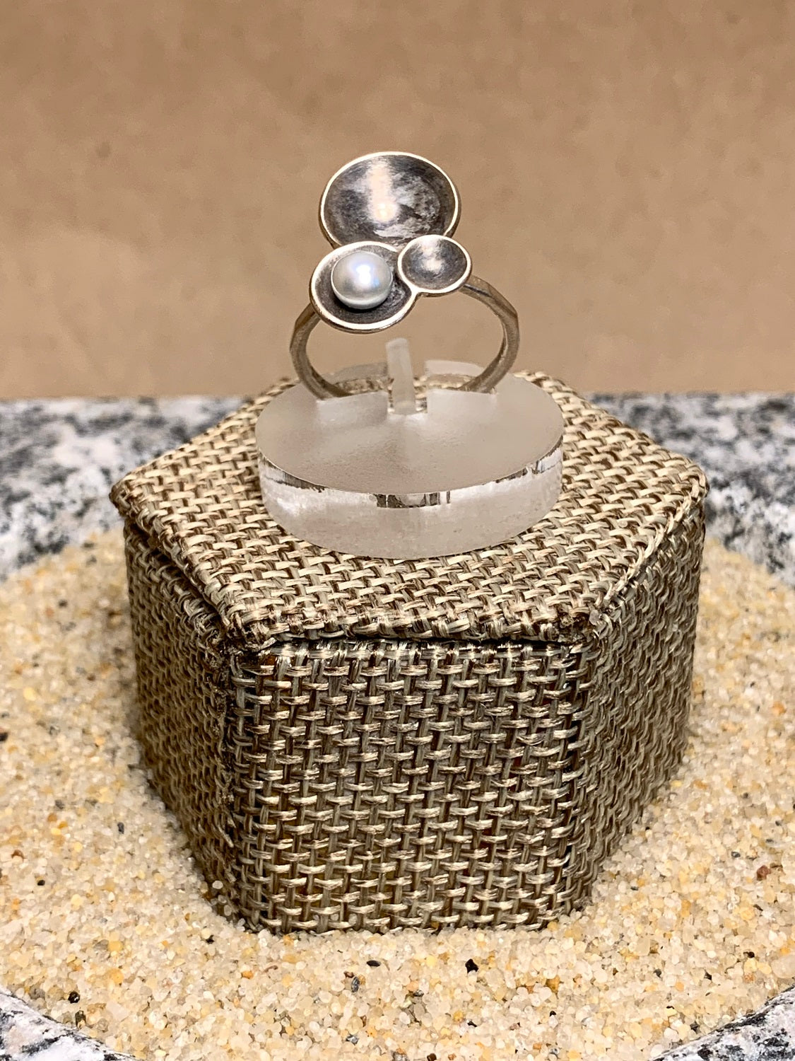 Sterling Silver Cups w/ Pearl Ring SZ 6
