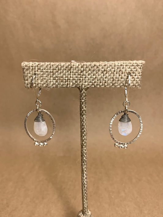 Moonstone and Sterling Silver Lever Back Earrings