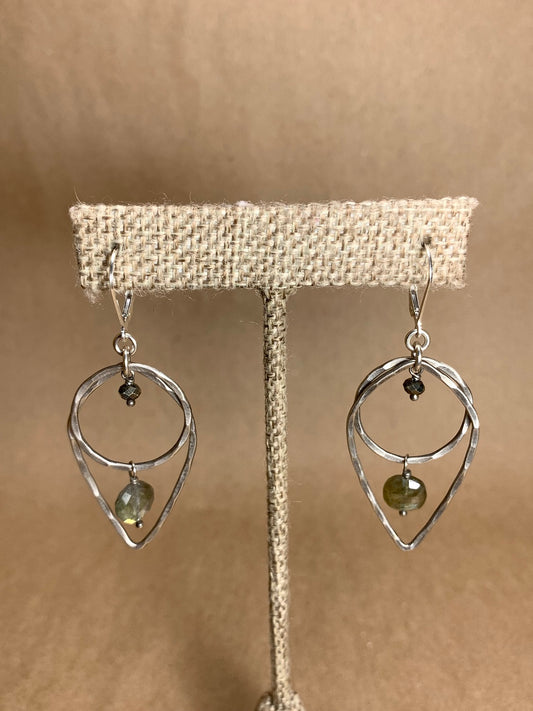 Labradorite and Sterling Silver Lever Back Earrings