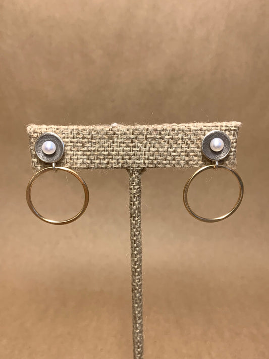 4MM Pearl, Silver and 14K Gold Filled Post Earrings