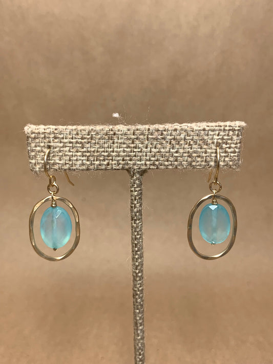 Chalcedony and 14K Gold Filled Drop Earrings
