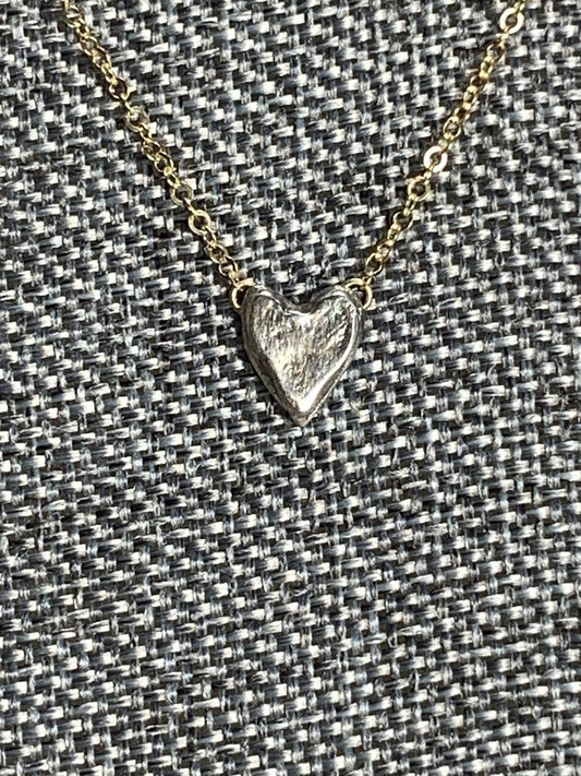 Tiny Sterling Silver Heart On 14K Gold Filled Chain 16"