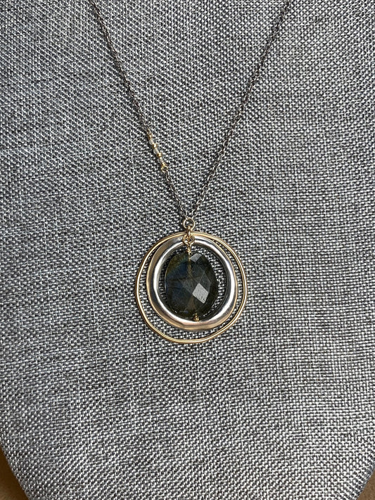 Sterling Silver, 14K Gold Filled and Labradorite Necklace 18"
