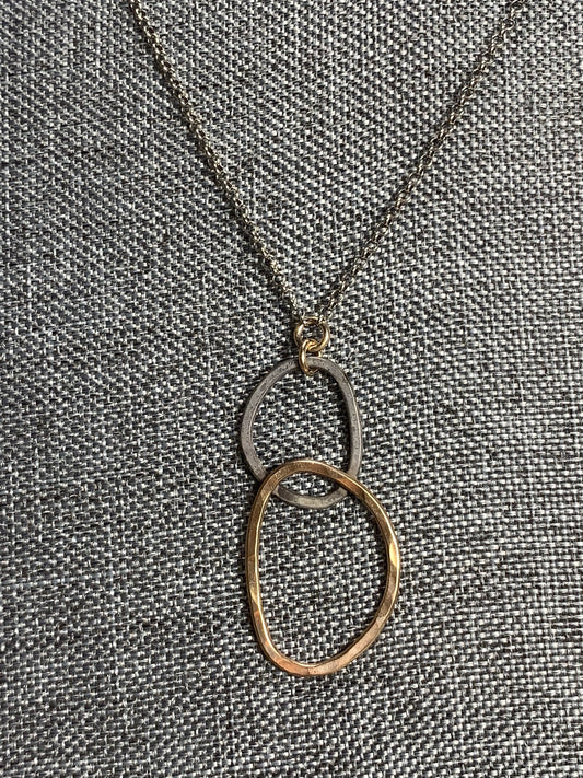 Oxidized Silver and 14K Gold Filled Necklace 18"