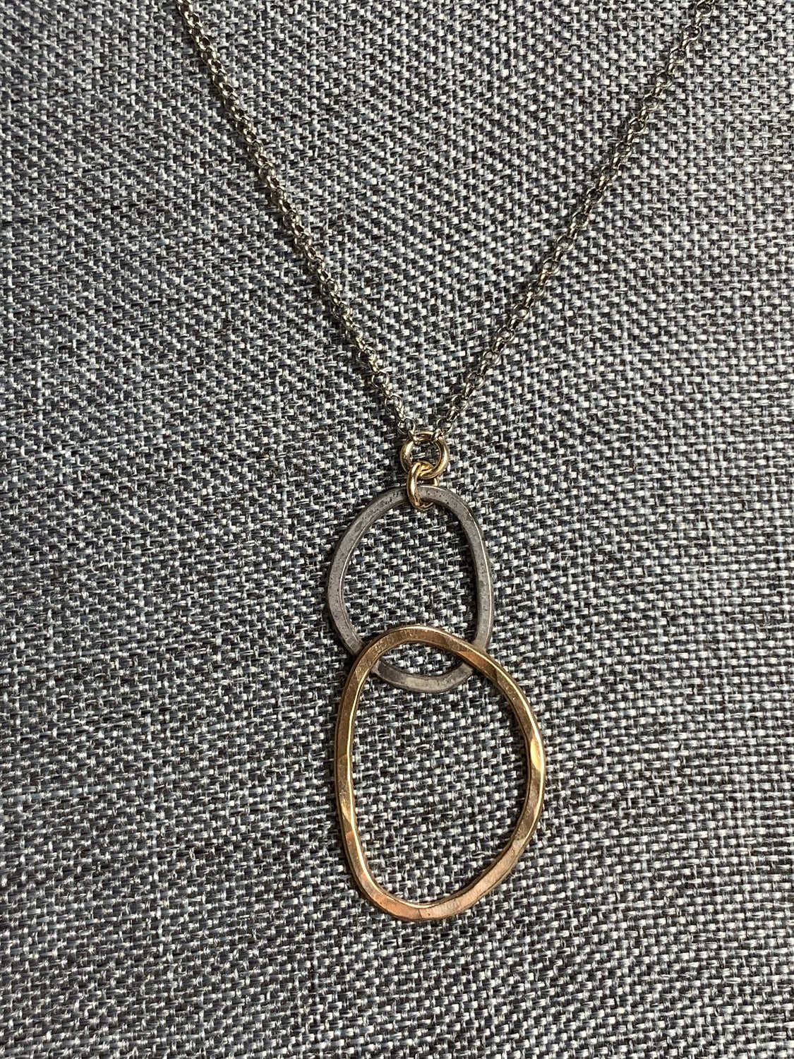 Oxidized Silver and 14K Gold Filled Necklace 18"