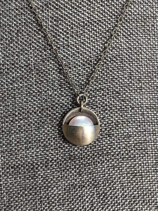 Sterling Silver and Pearl Necklace 16"