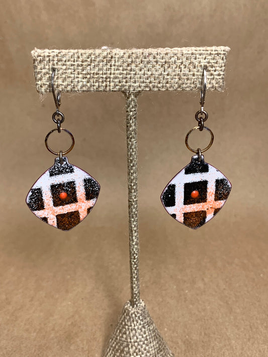 Enamel on Copper Lever Back Earrings