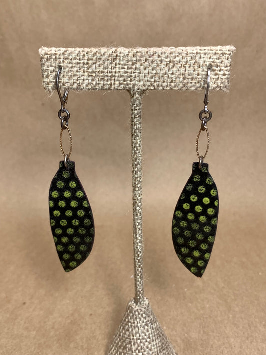 Enamel on Copper Wire Drop Earrings