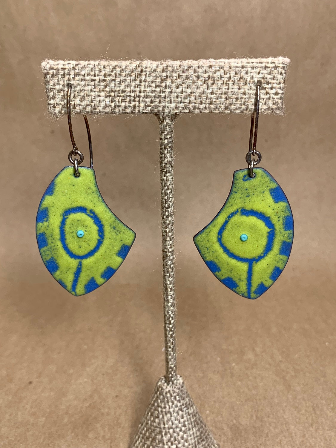 Enamel on Copper Wire Drop Earrings