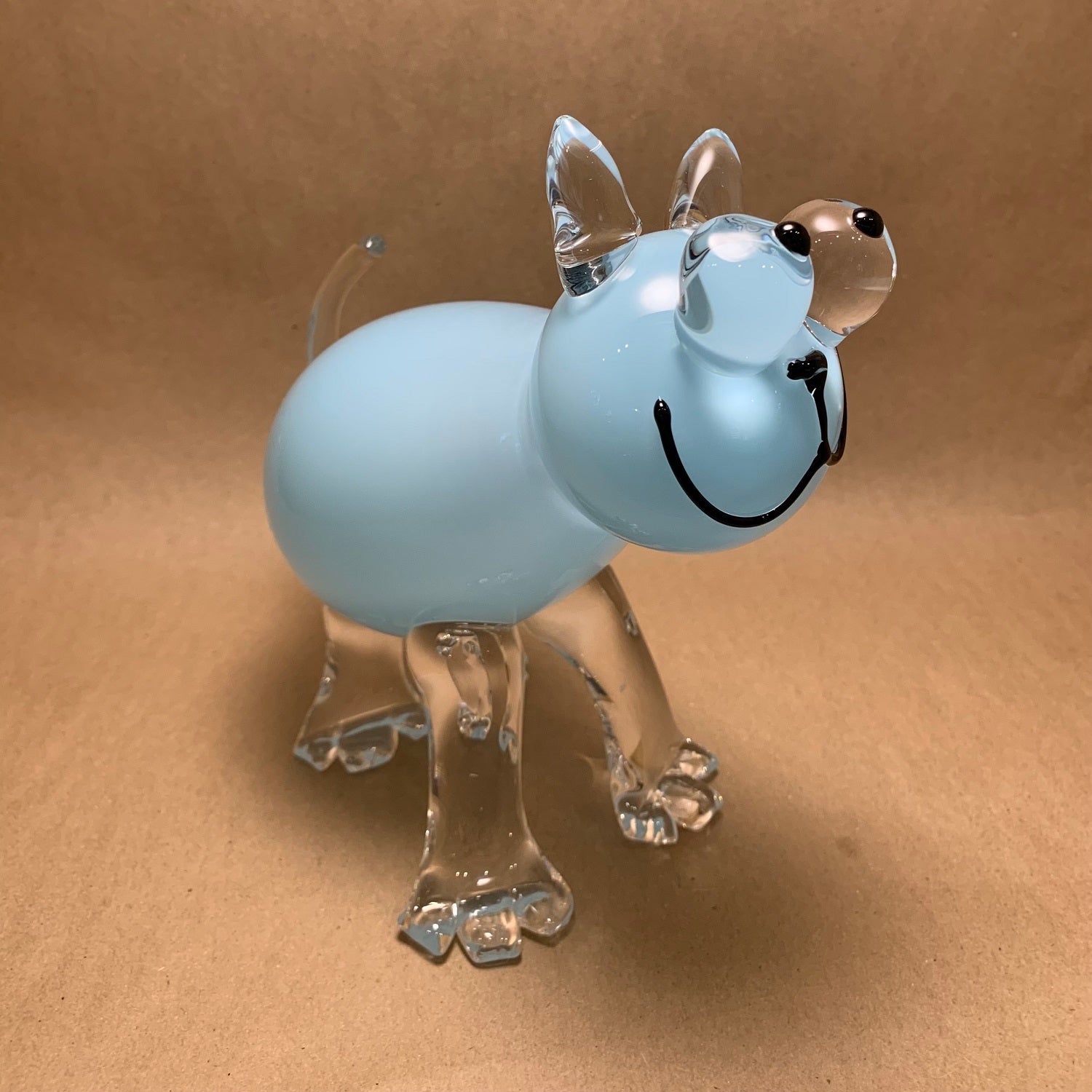 Blown Glass Baby Blue Cat 8"H