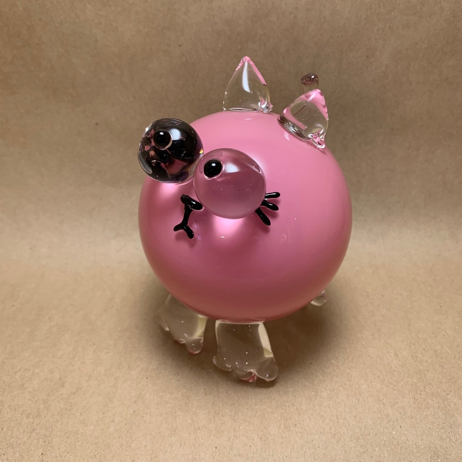 Blown Glass Pink Kitten 5.5"H