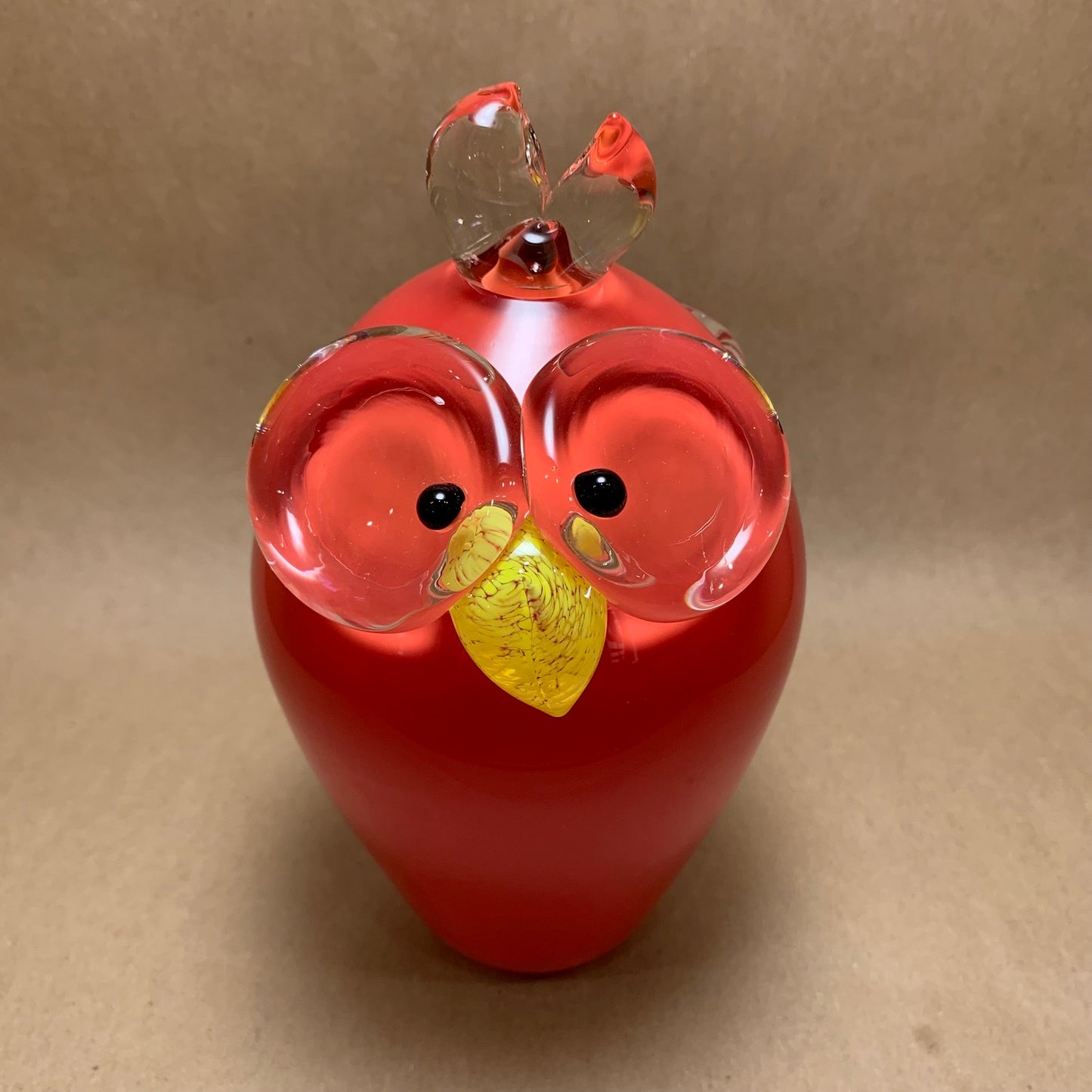 Blown Glass Red Owl 7"H