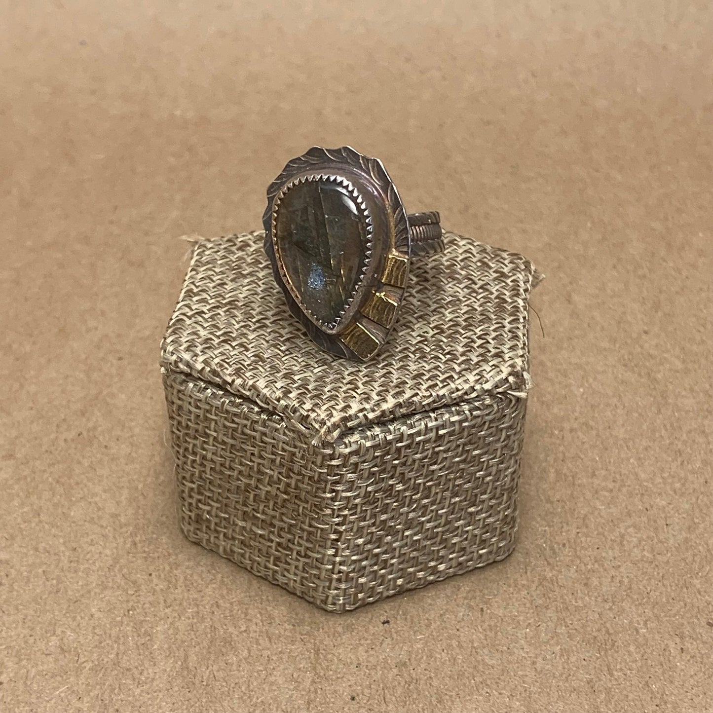 Size 6.75 Labradorite 22K Gold and Sterling Silver Ring