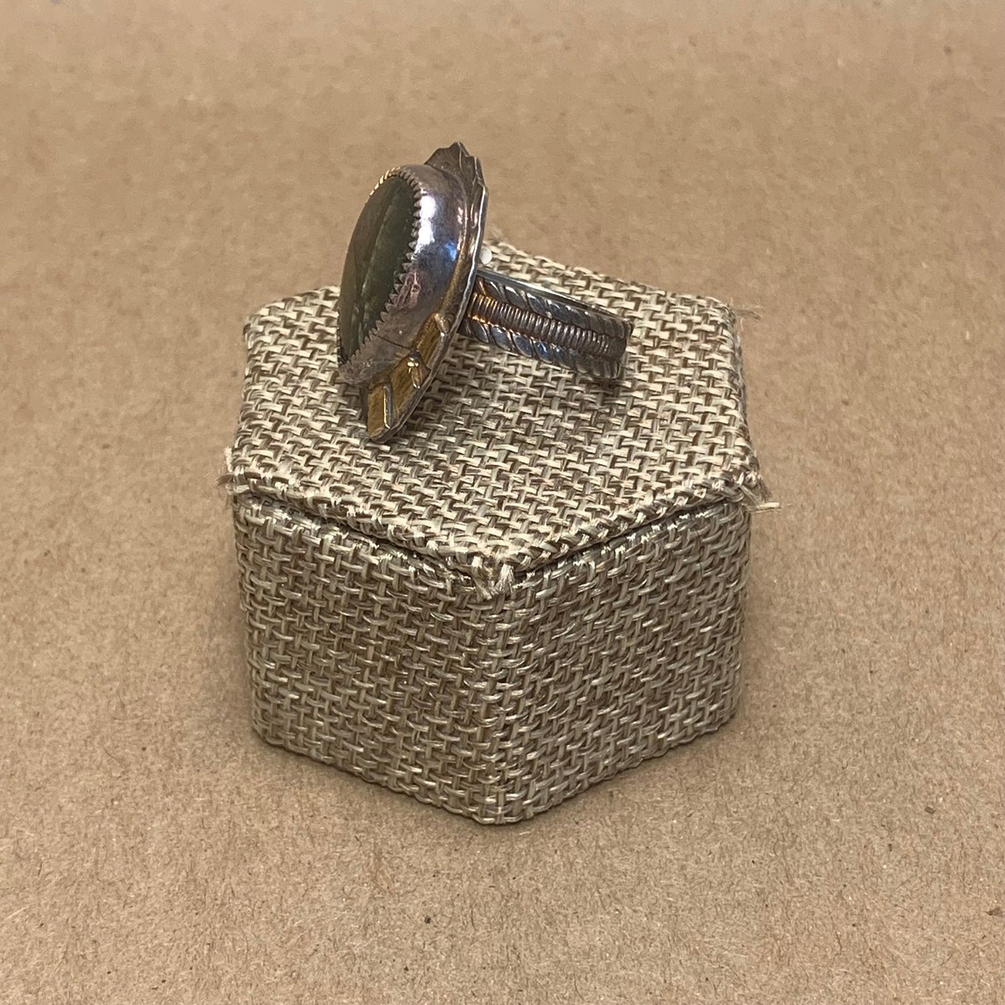 Size 6.75 Labradorite 22K Gold and Sterling Silver Ring