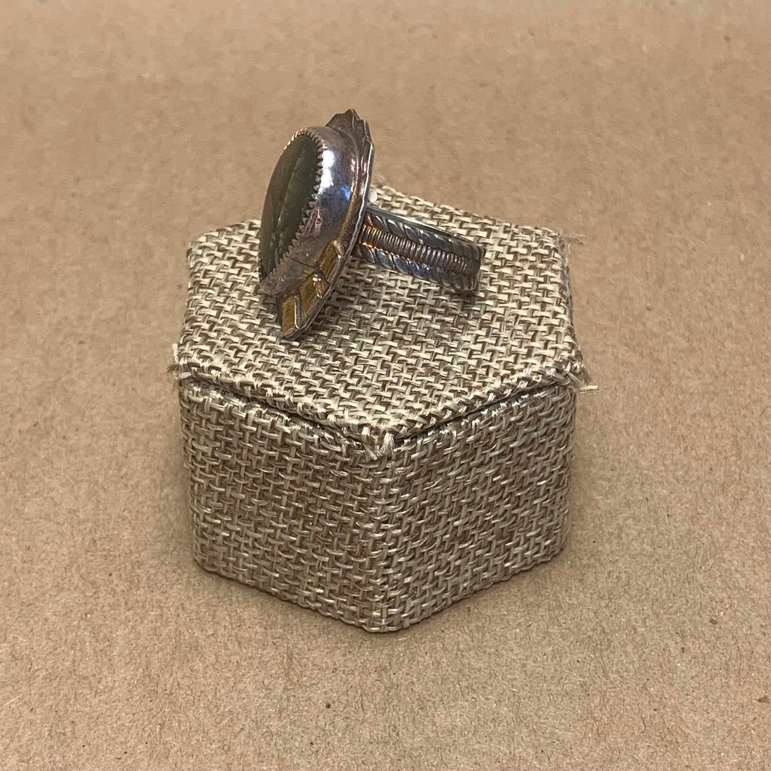 Size 6.75 Labradorite 22K Gold and Sterling Silver Ring