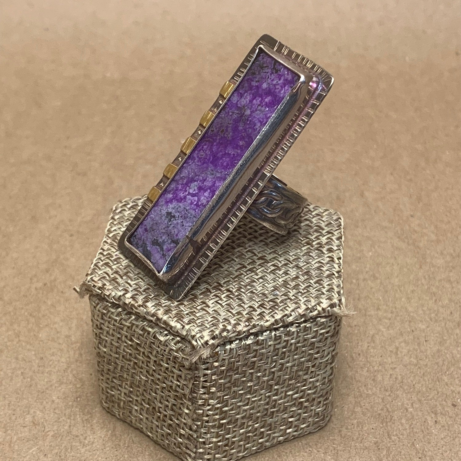 Size 8.25 Sugalite, 22K Gold and Sterling Silver Ring