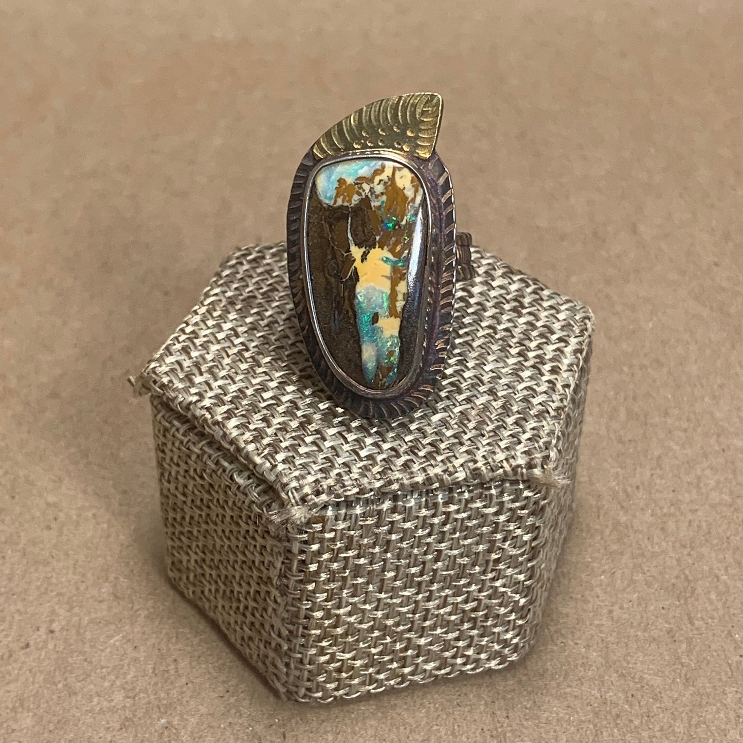 Size 7 Yuka Opal, 18K Gold and Sterling Silver Ring