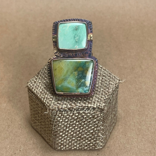 Size 8 Varecite and Petrified Wood Ring