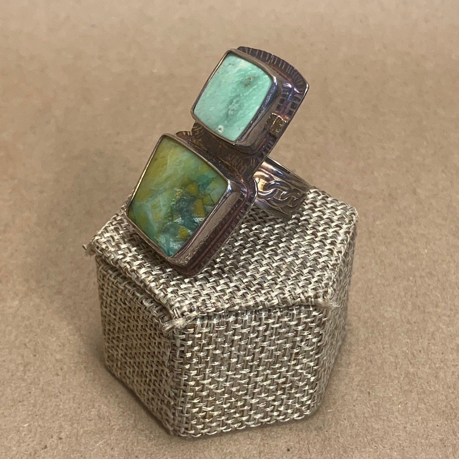 Size 8 Varecite and Petrified Wood Ring