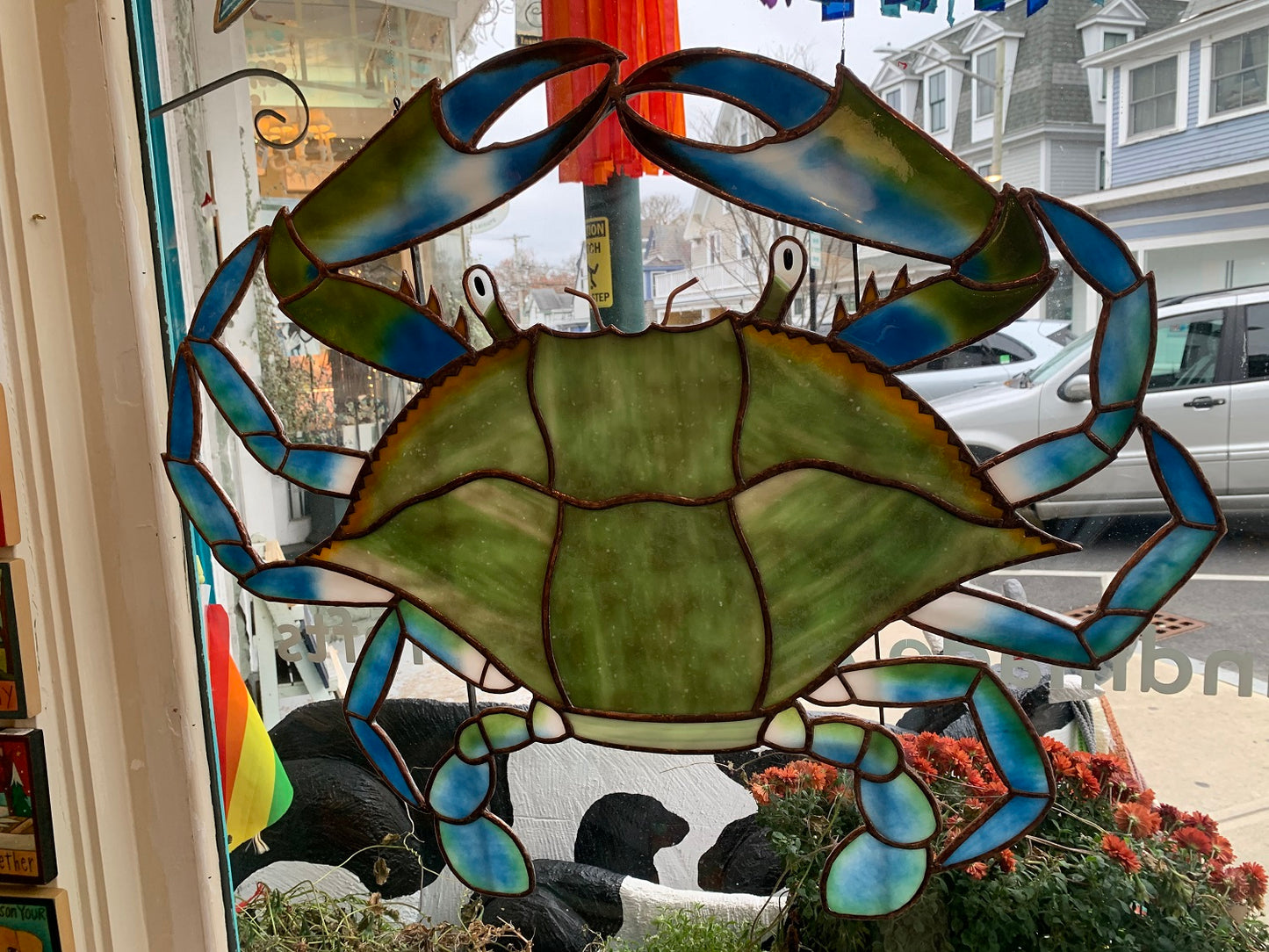 Fused/Stained Glass Blue Crab 32"X 27"