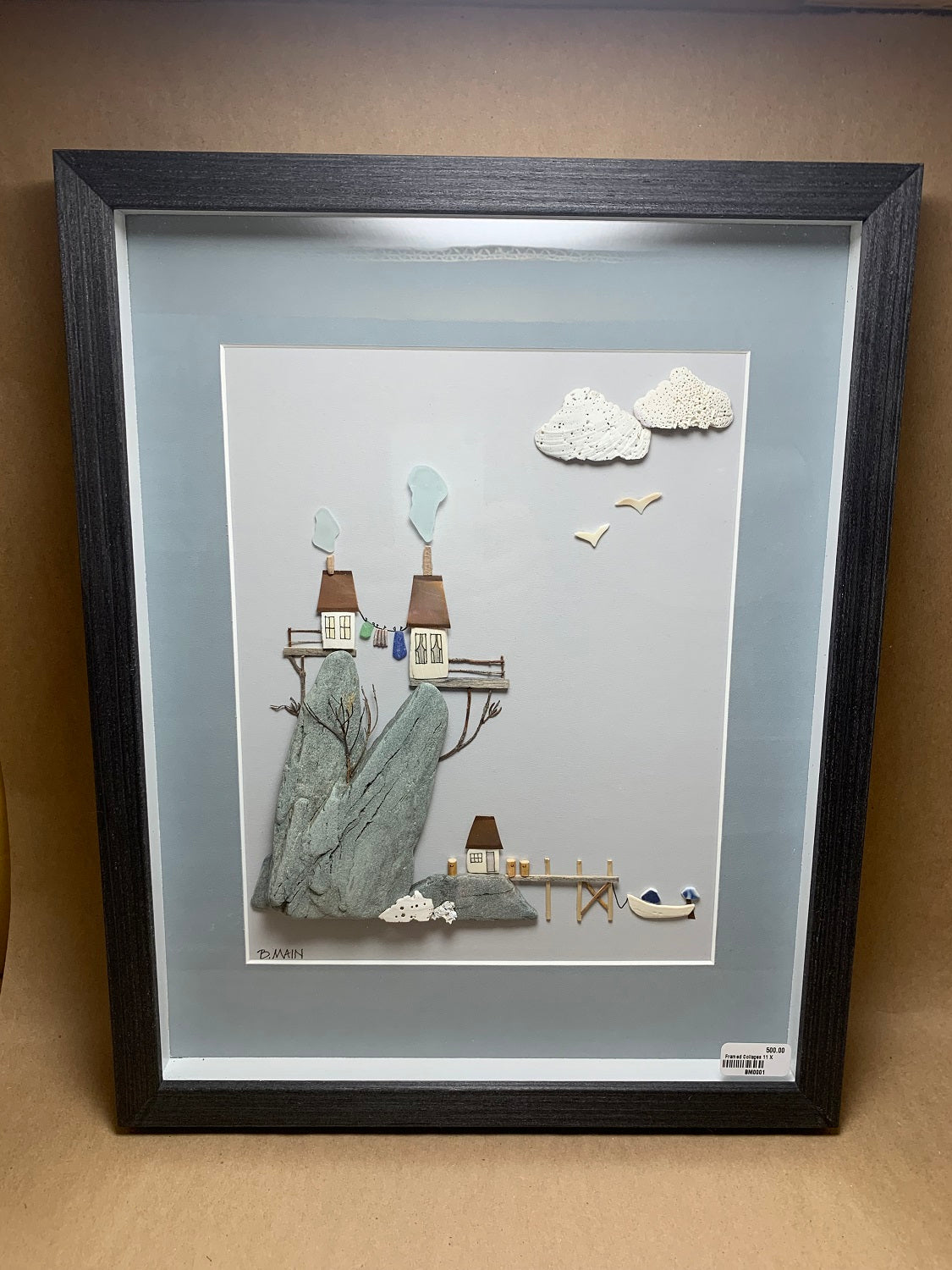 Framed Collage of Beach Finds 11x14