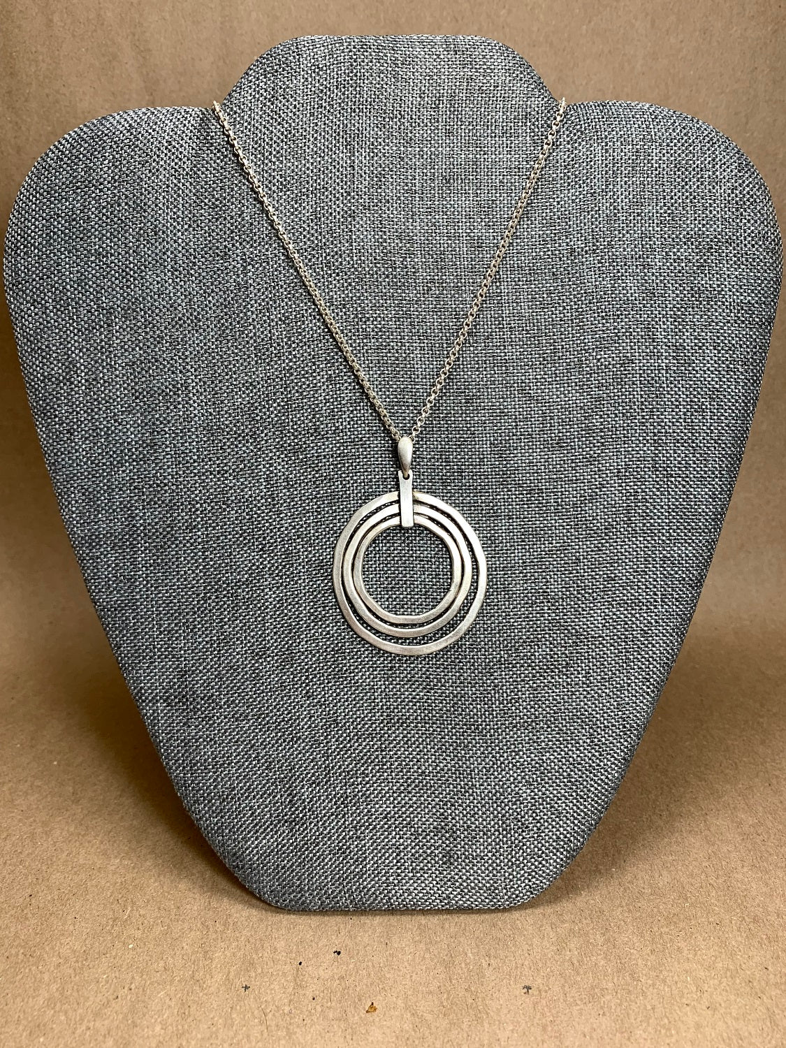 Sterling Silver Concentric Hoop Necklace