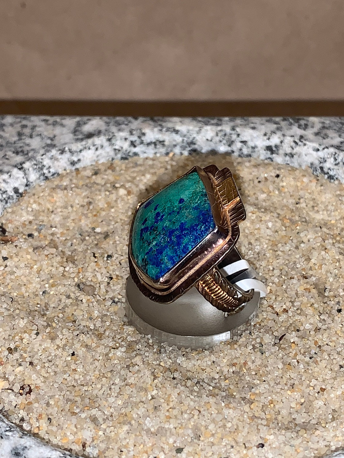 sz7 Azurite Crysocolla/SS/18K Ring