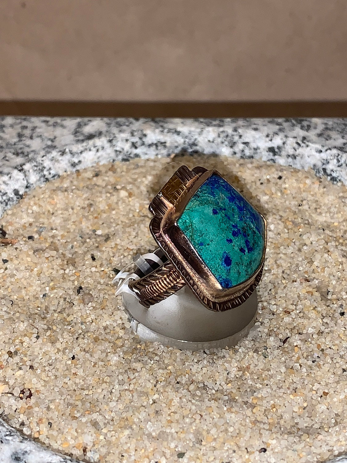 sz7 Azurite Crysocolla/SS/18K Ring
