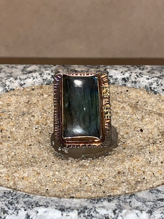 sz7 Labradorite/SS/18K Ring