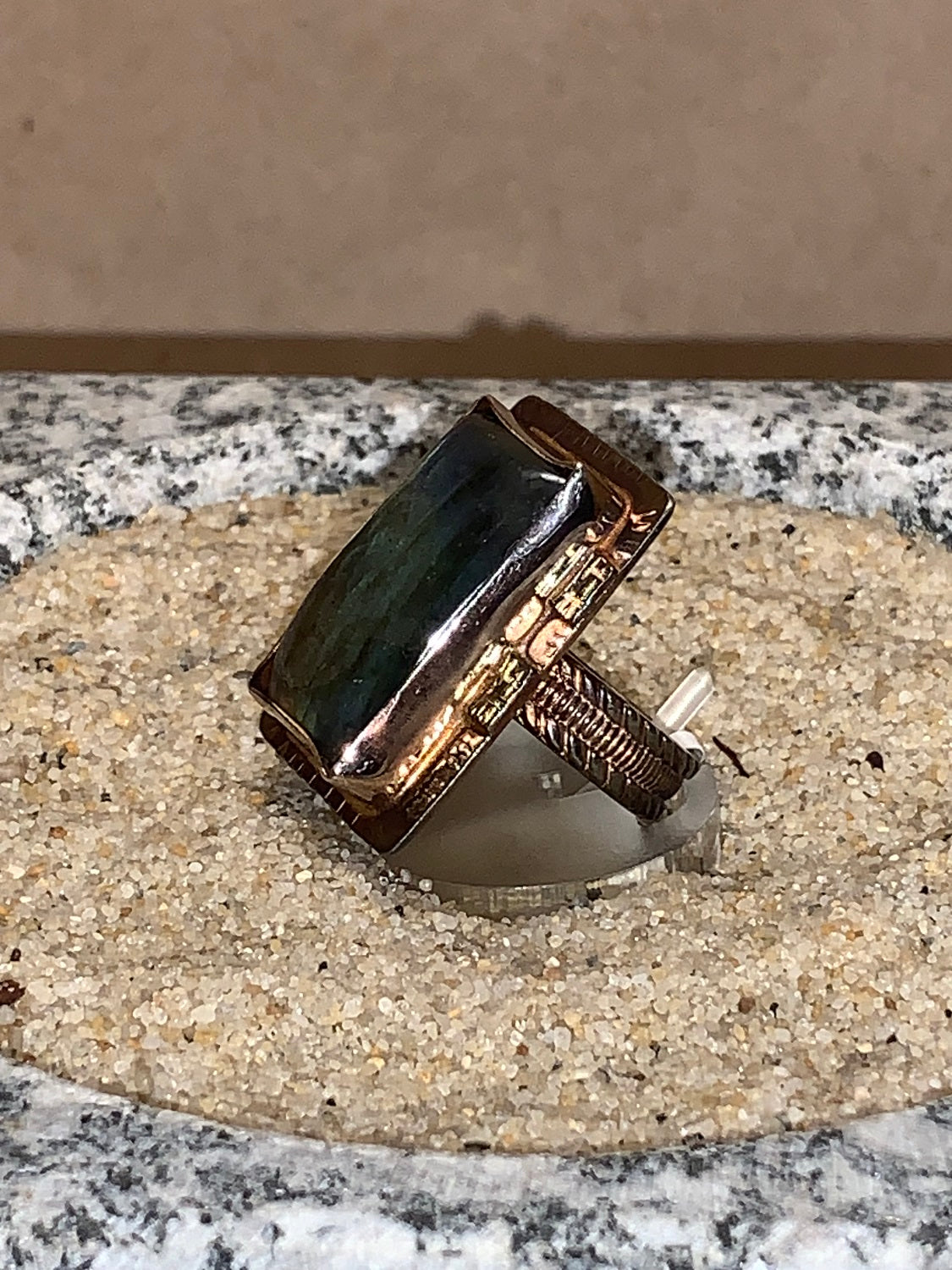 sz7 Labradorite/SS/18K Ring