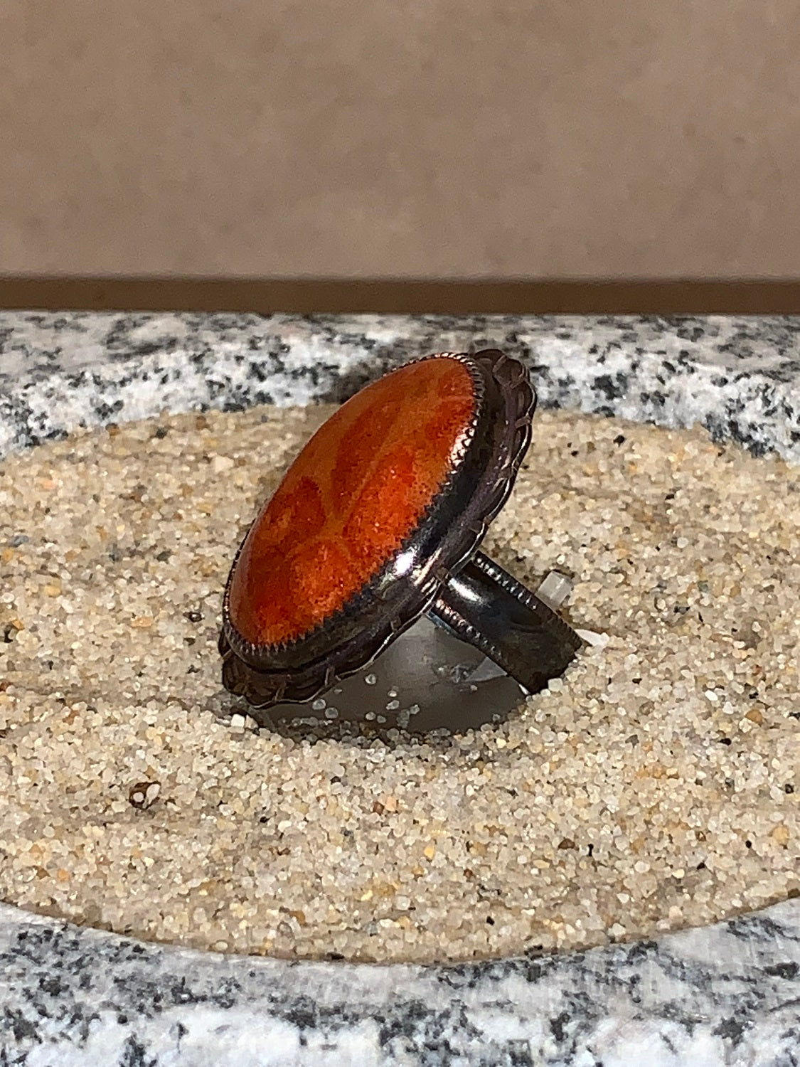 sz7.5 Apple Coral/Sterling Ring