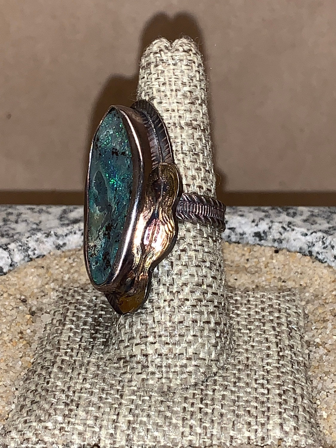 sz7.5 Boulder Opal/Sterling/18K Ring