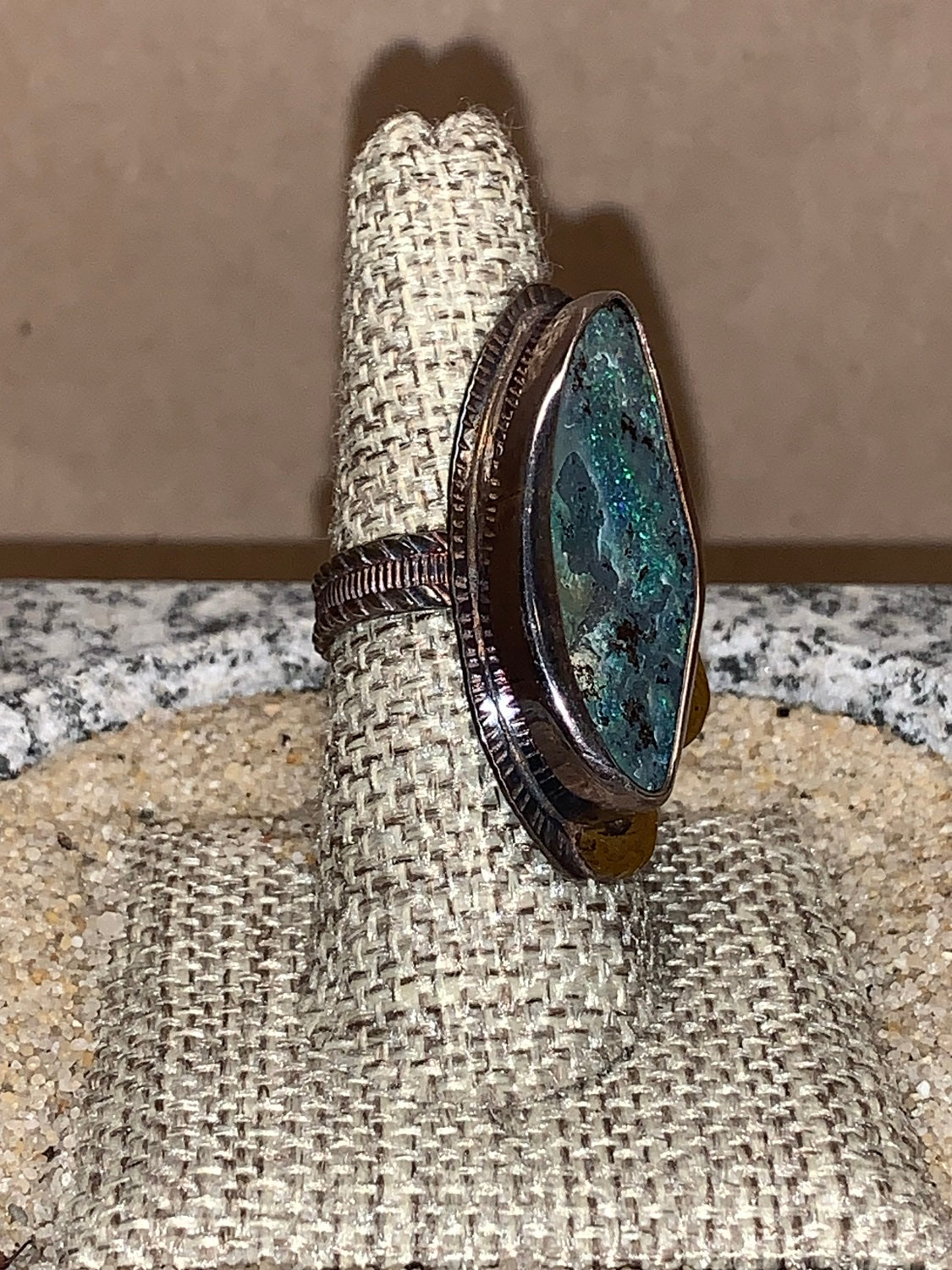sz7.5 Boulder Opal/Sterling/18K Ring