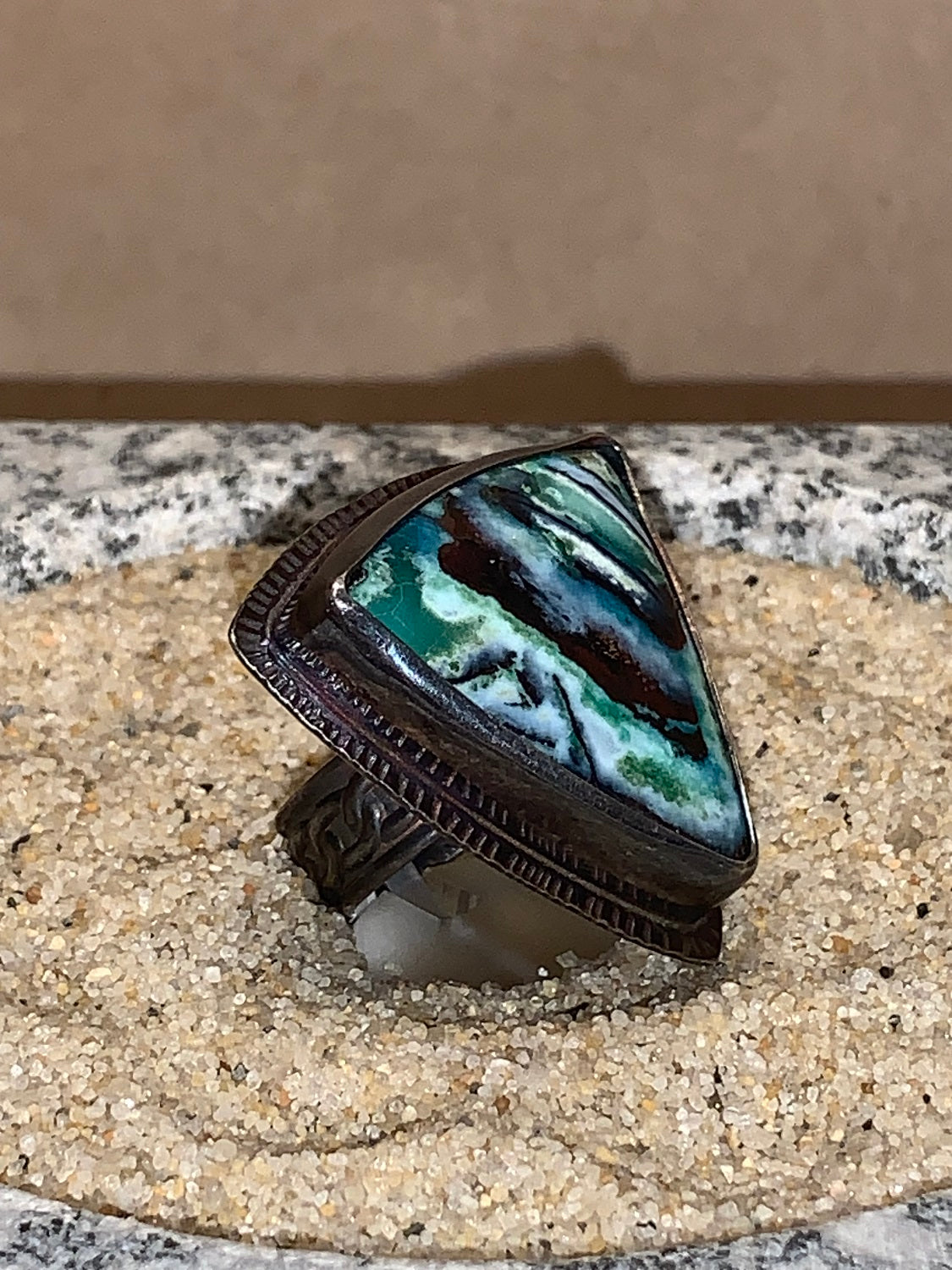 sz8 Blue Opal/Sterling/18K Ring