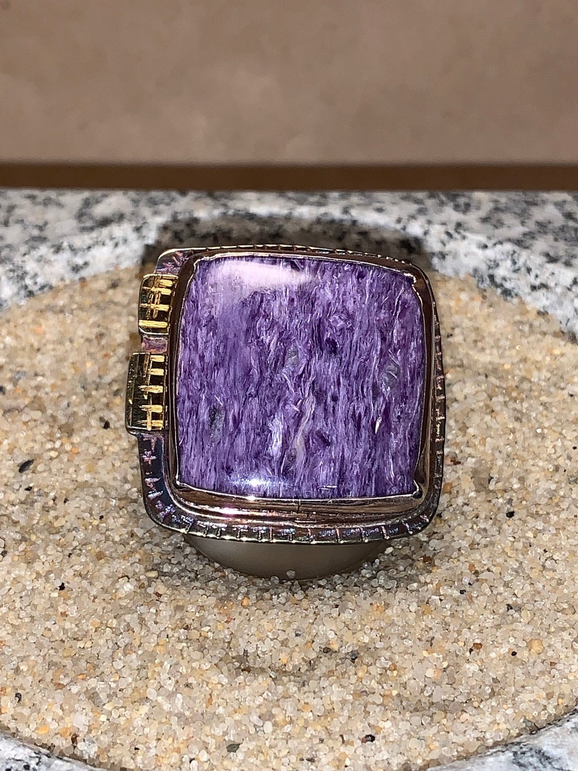 sz8.75 Charoite/Sterling/18K Ring
