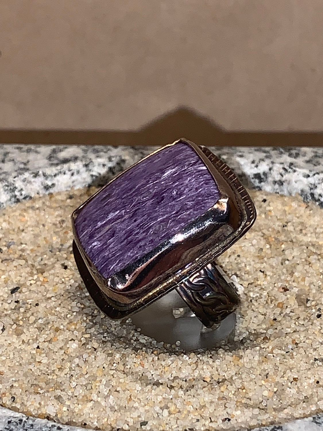 sz8.75 Charoite/Sterling/18K Ring