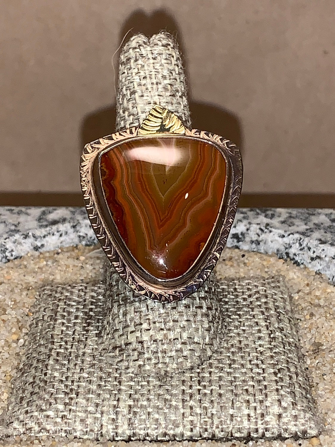 sz8.25 Laguna Agate/Sterling/18K Ring