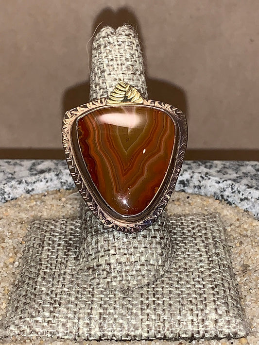 sz8.25 Laguna Agate/Sterling/18K Ring