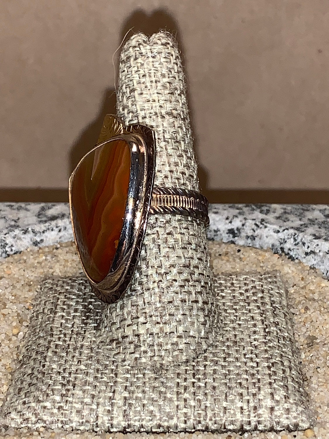 sz8.25 Laguna Agate/Sterling/18K Ring