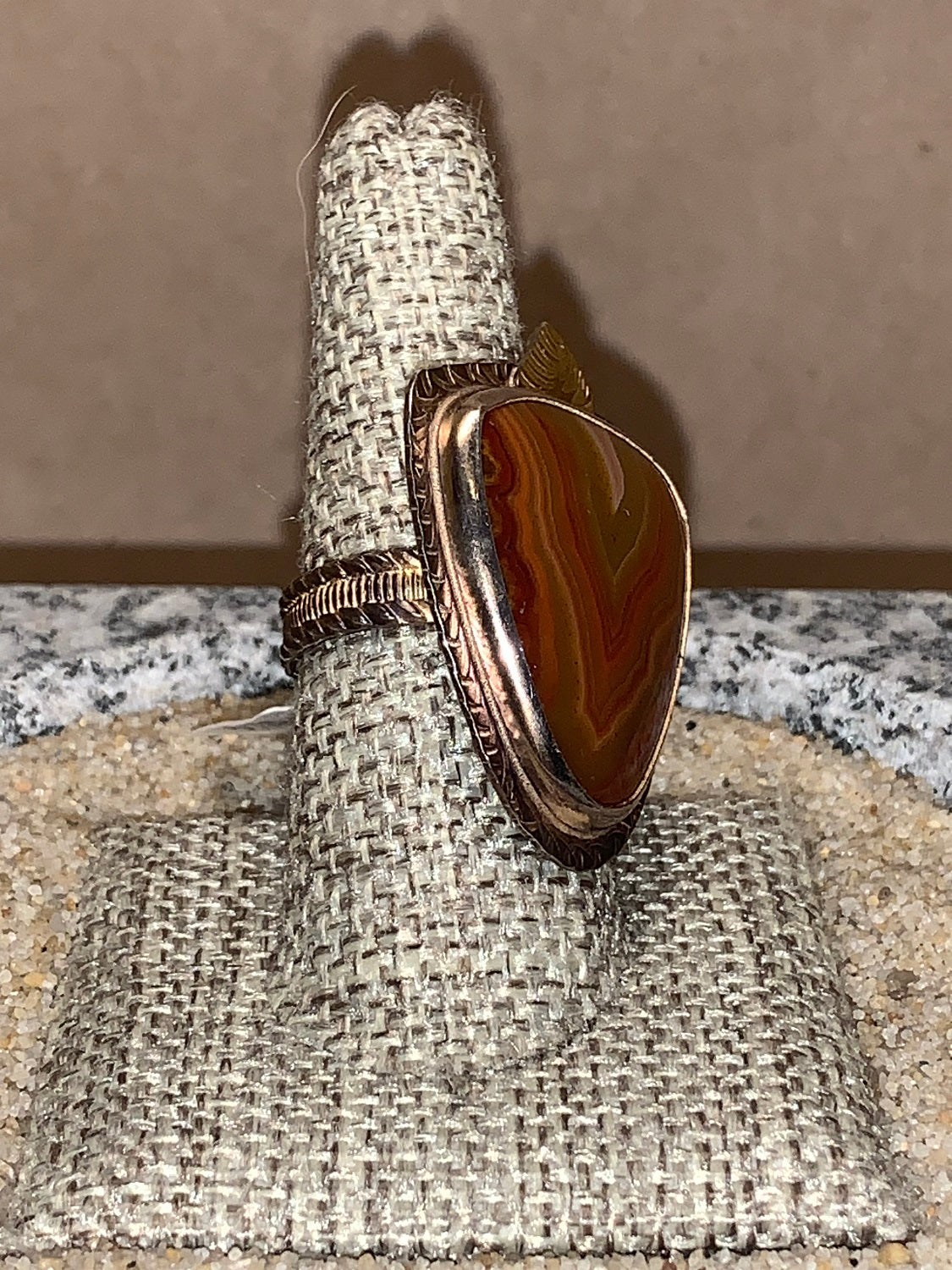 sz8.25 Laguna Agate/Sterling/18K Ring