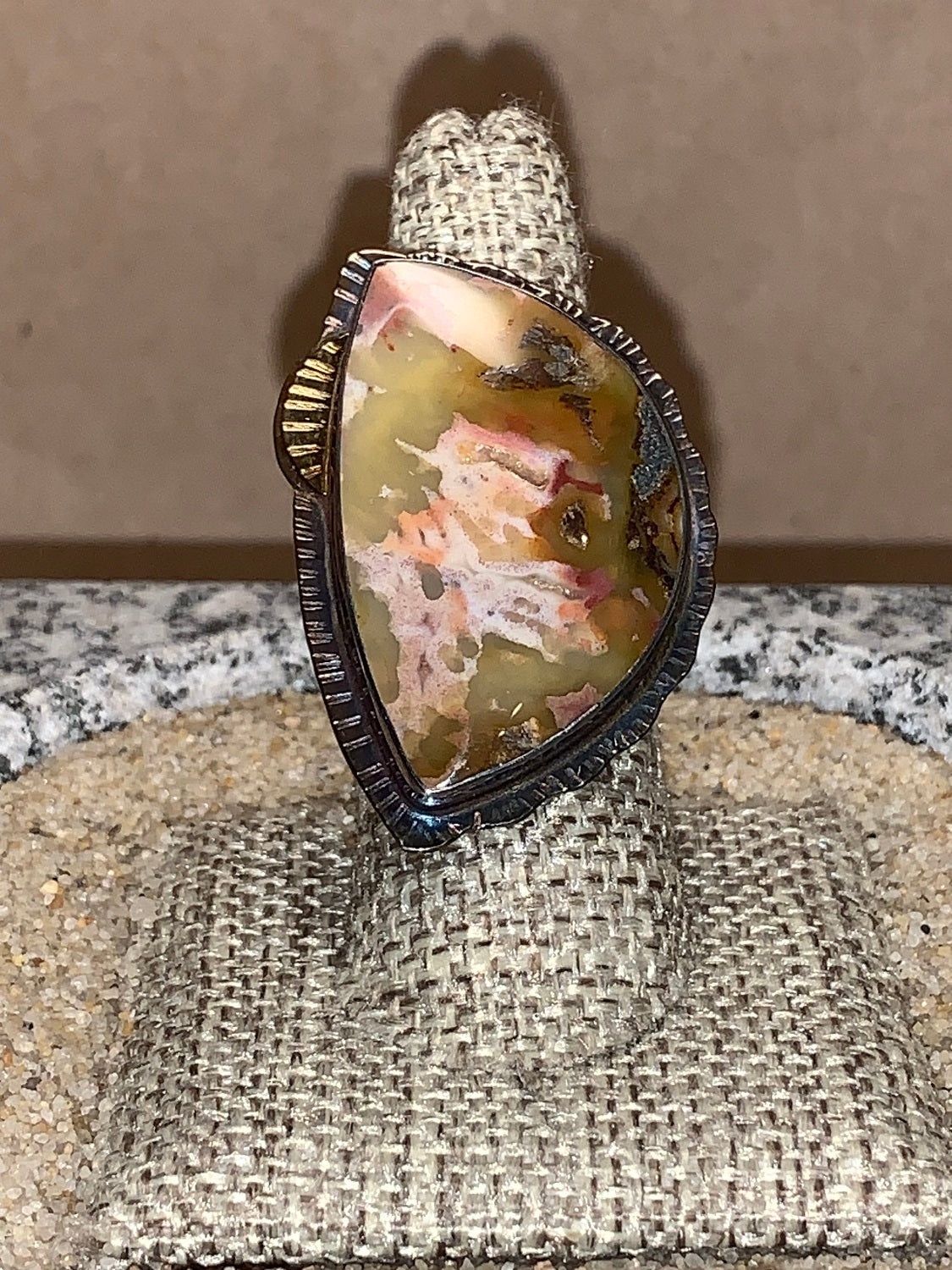 sz7.75 Marcasite Agate/SS/18K Ring