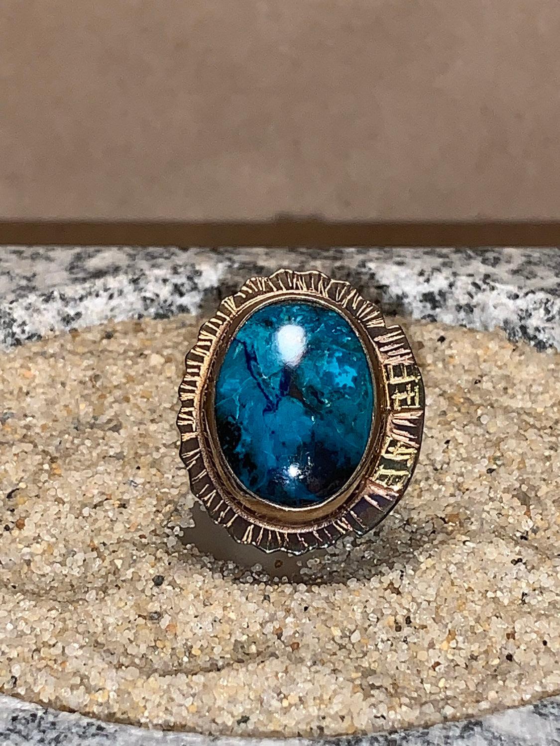 sz7 Shattuckite/SS/18K Ring