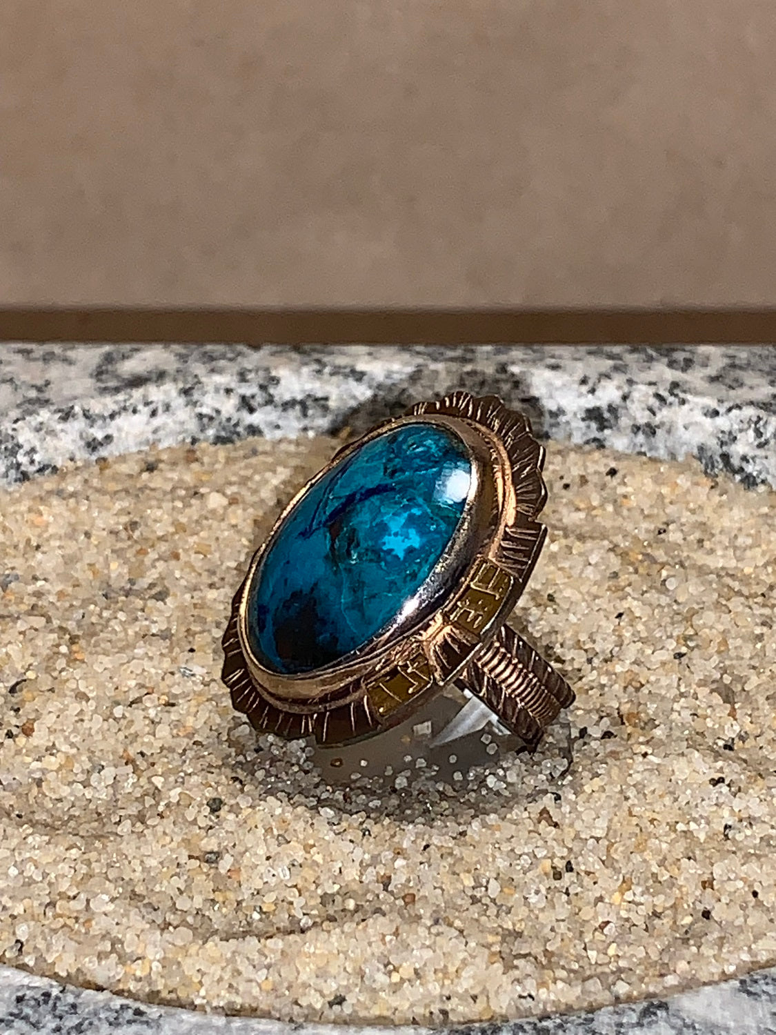 sz7 Shattuckite/SS/18K Ring