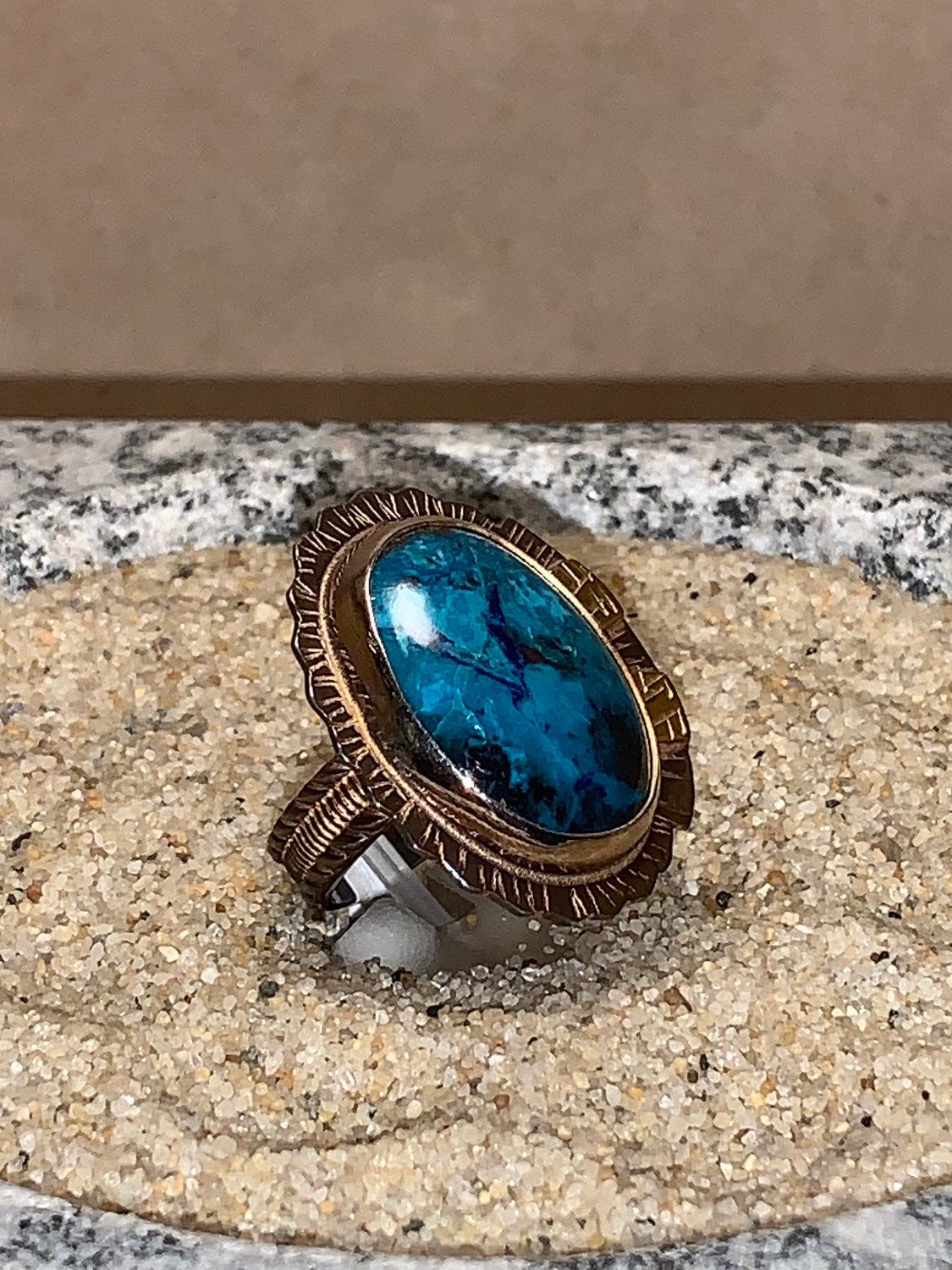 sz7 Shattuckite/SS/18K Ring