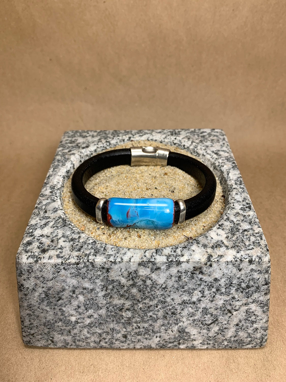 Turquoise Skies Black and Silver Bracelet with Magnetic Clasp