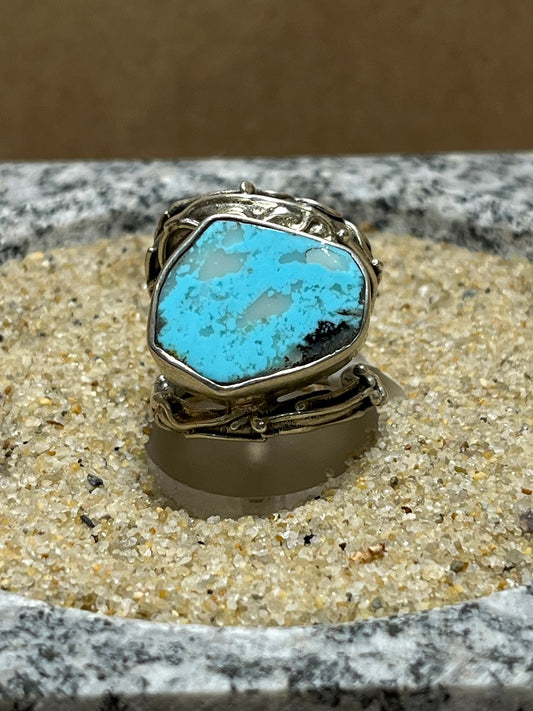 Silver and Turquoise Ring sz 7.5