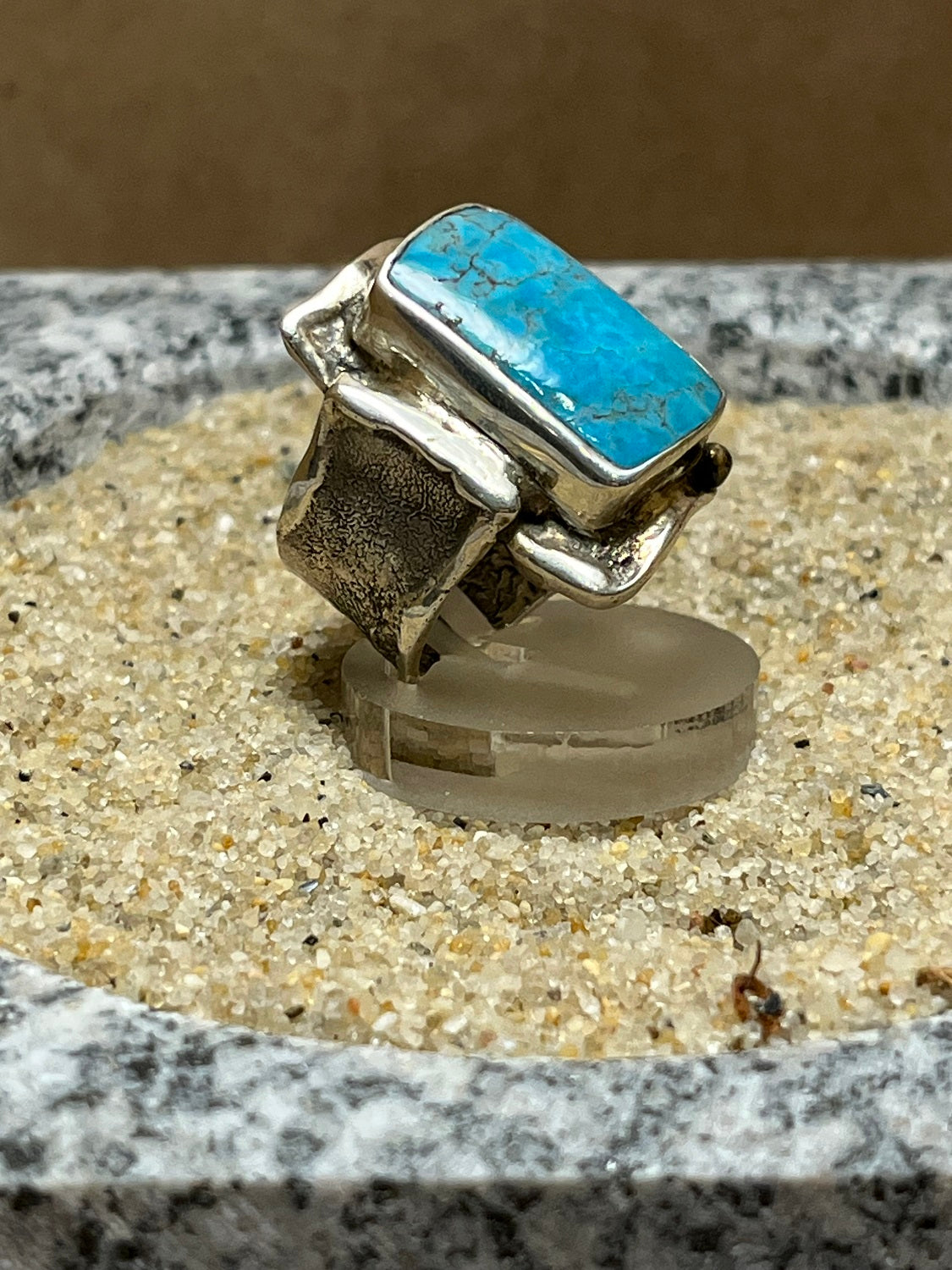Silver and Turquoise Ring sz 8.25